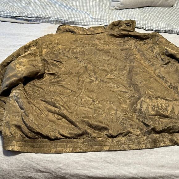 Rare Vintage 90's Women's Mureli 100% Silk Olive Safari Bomber Jacket - Picture 9 of 12